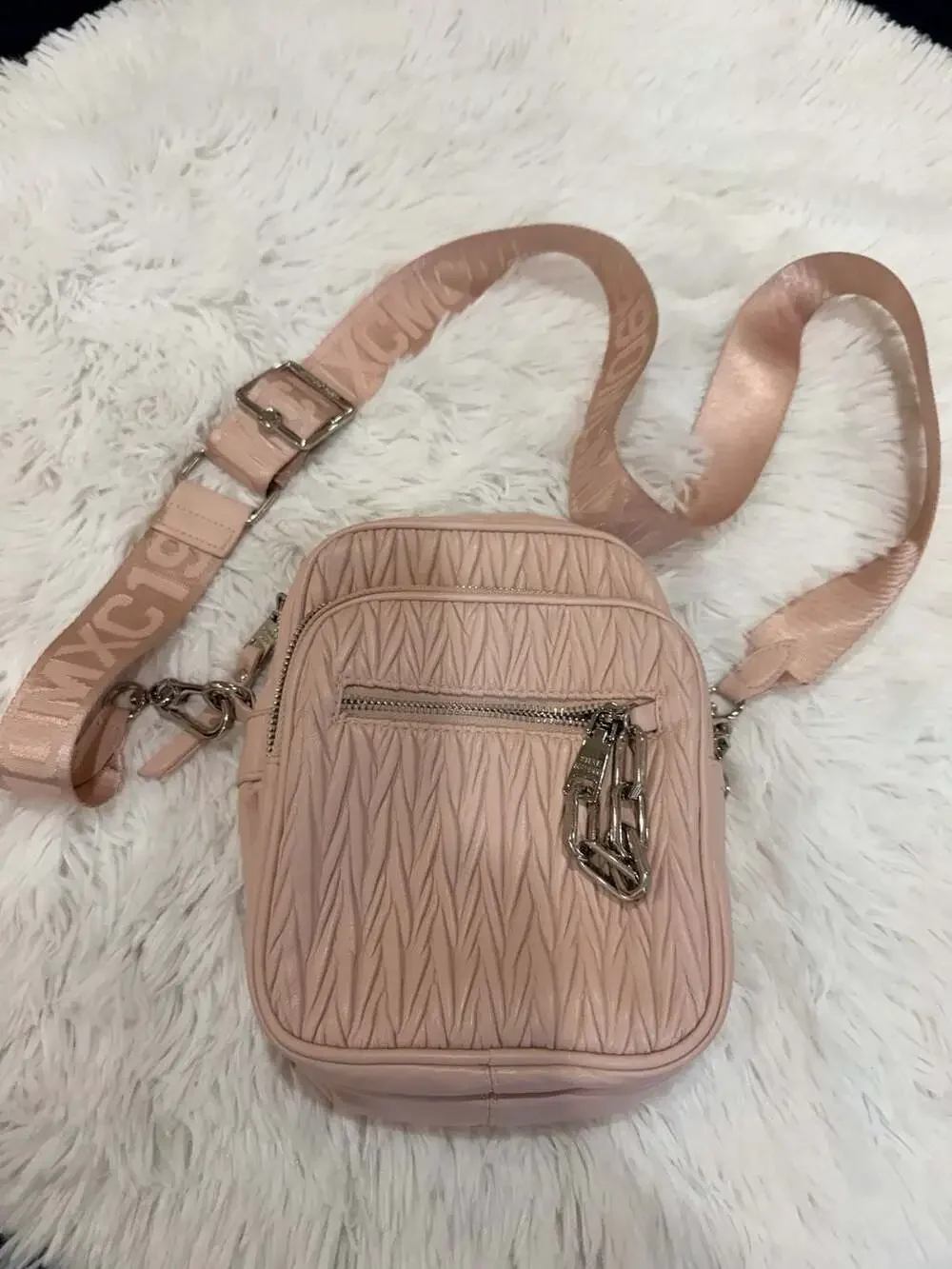 Steve Madden Damien Matelasse Crossbody Bag Pink